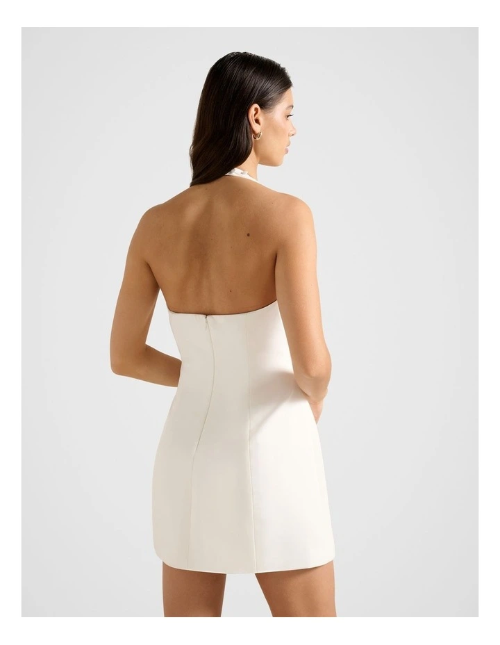 Riley Structured Halter Neck Mini Dress in White image 2