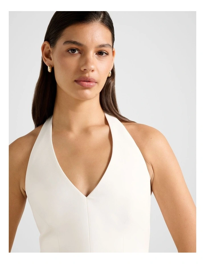 Riley Structured Halter Neck Mini Dress in White image 4