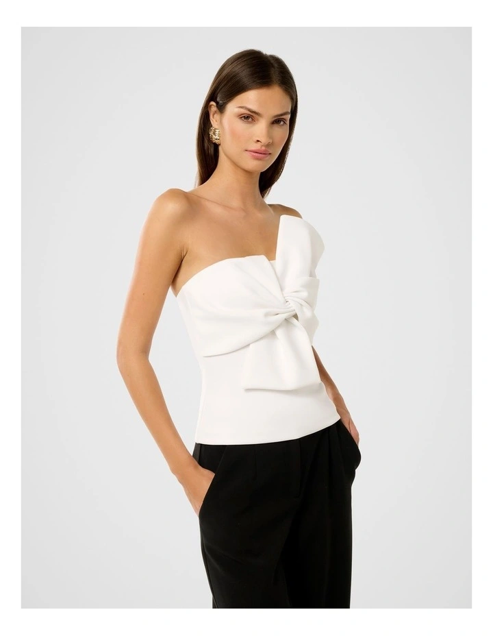 Violetta Twist Crepe Top in White image 3