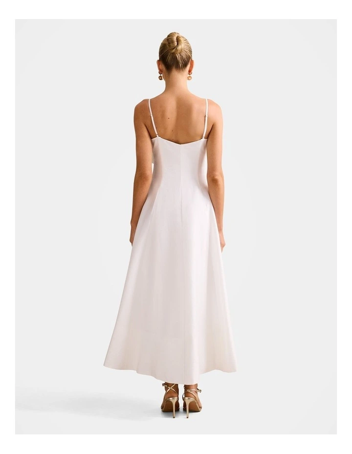 Felicia Structured Flower Midi Dress in White image 2