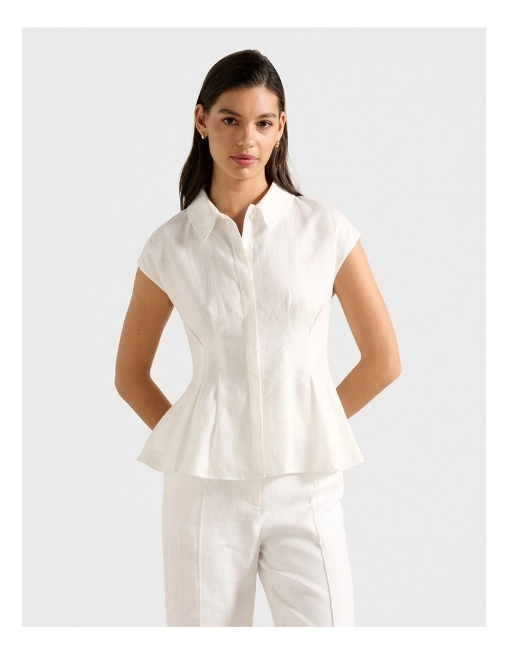 Carina Pleated Shirt in White image 1