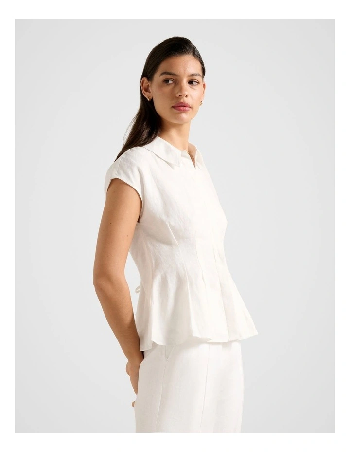 Carina Pleated Shirt in White image 3