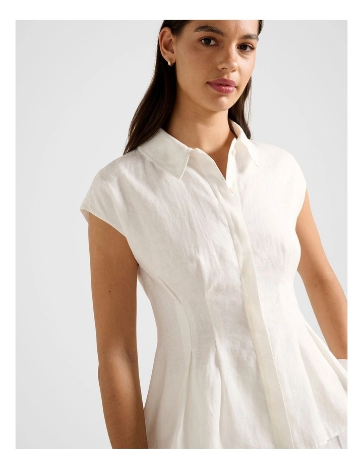 Carina Pleated Shirt in White image 4