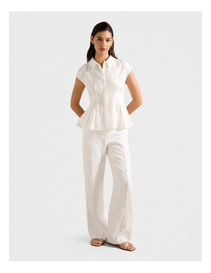 Carina Pleated Shirt in White image 5