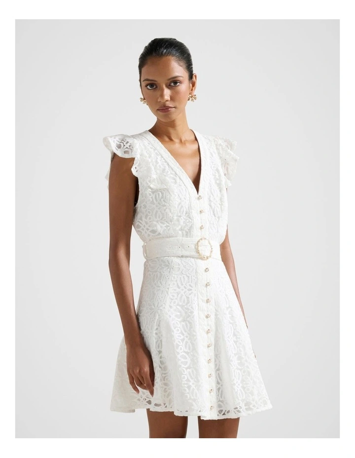 Sinead Lace Mini Dress in White image 3
