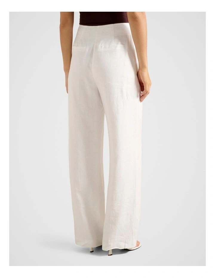 Posey Linen Wide Leg Pants in White image 2