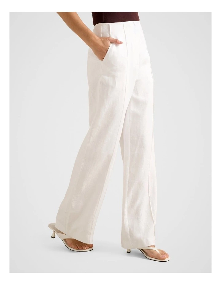 Posey Linen Wide Leg Pants in White image 3