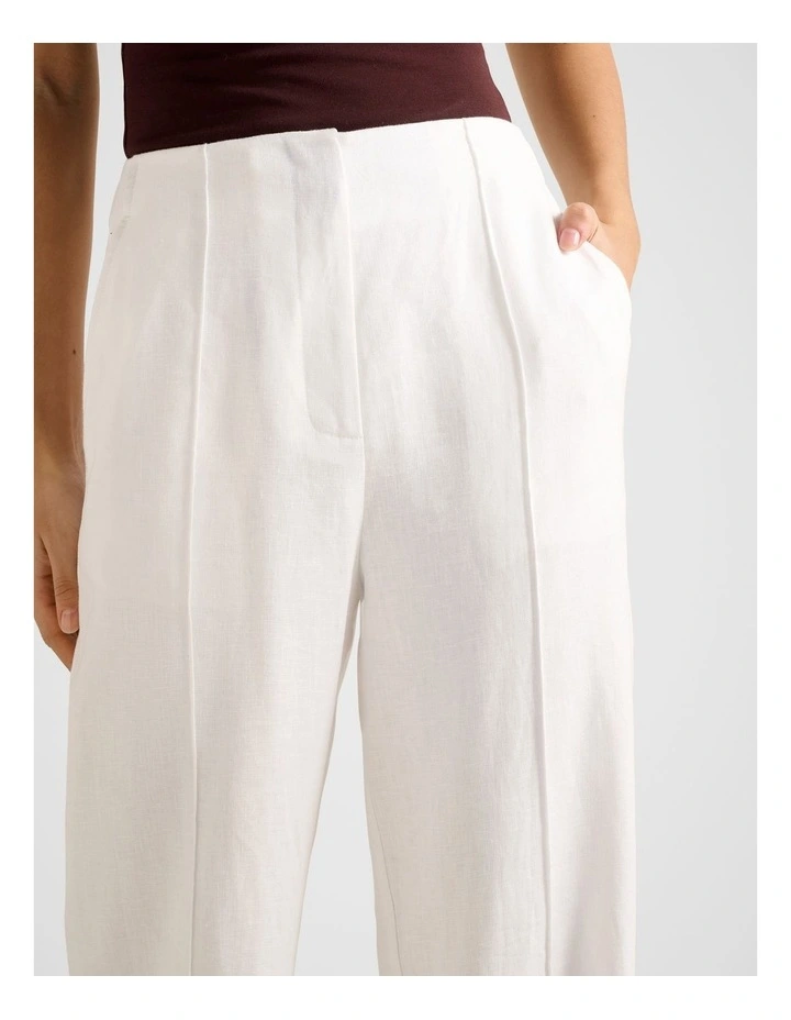 Posey Linen Wide Leg Pants in White image 4