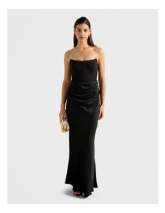 Isra Drape Strapless Maxi Dress in Black