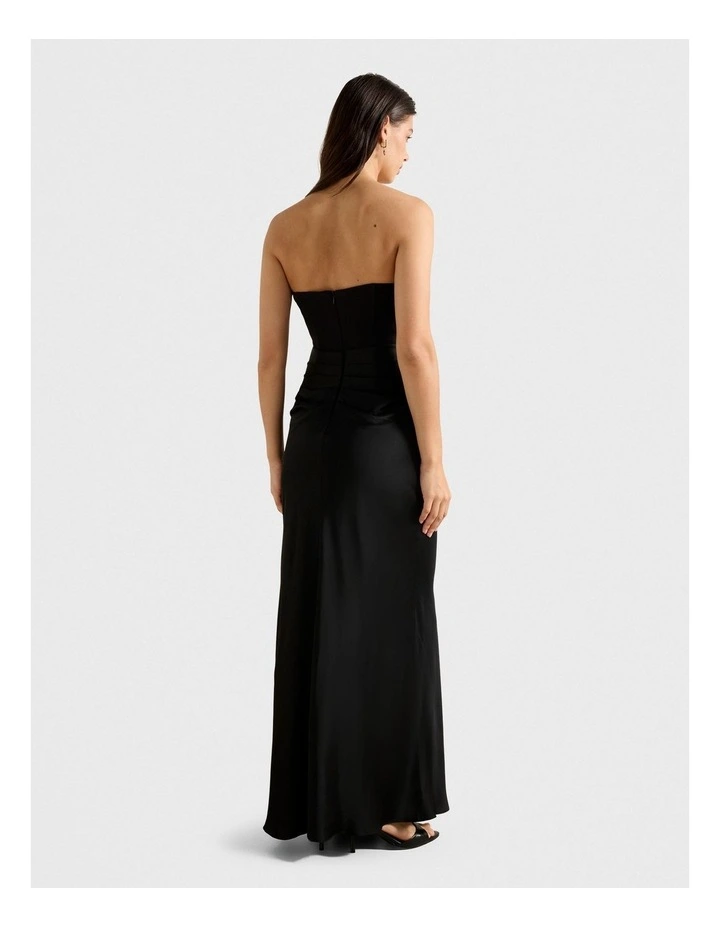 Isra Drape Strapless Maxi Dress in Black image 2