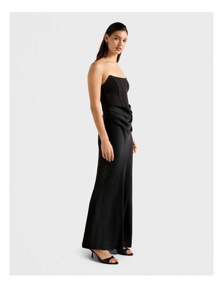 Isra Drape Strapless Maxi Dress in Black image 3