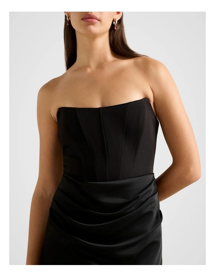 Isra Drape Strapless Maxi Dress in Black image 4