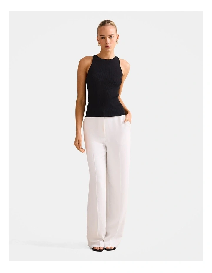 Carla Racer Knitted Rib Tank Top in Black image 5