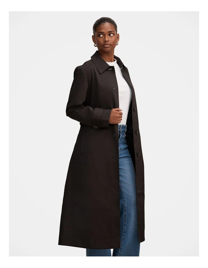 Helen Single Breasted Trench Coat in Black image 3