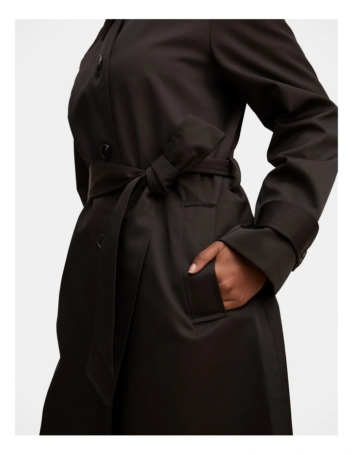Helen Single Breasted Trench Coat in Black image 4