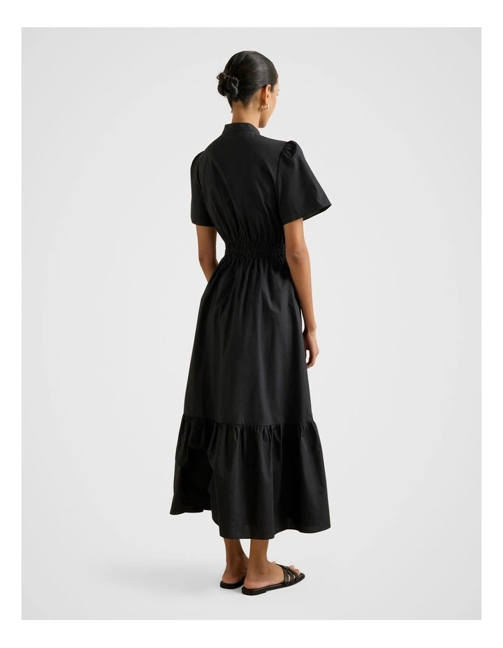 Eleanor Button Down Midi Dress in Black image 2
