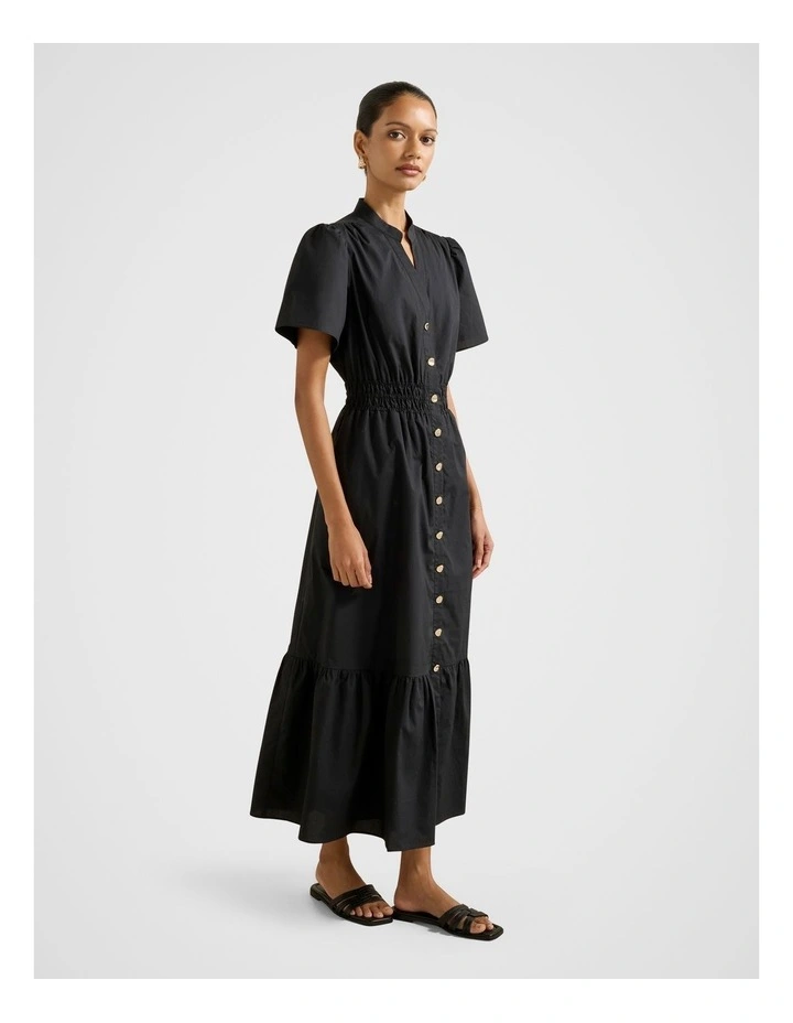 Eleanor Button Down Midi Dress in Black image 3