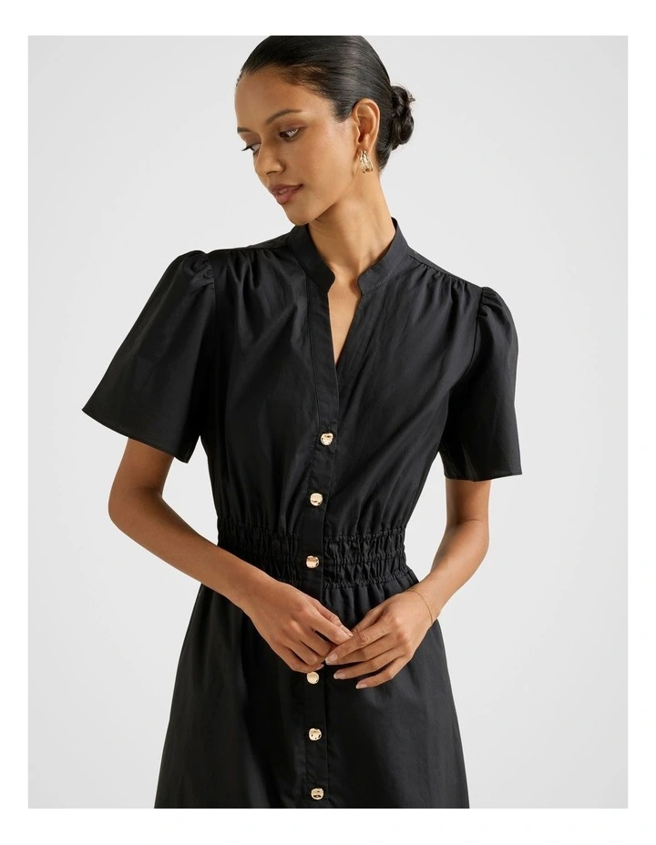 Eleanor Button Down Midi Dress in Black image 4