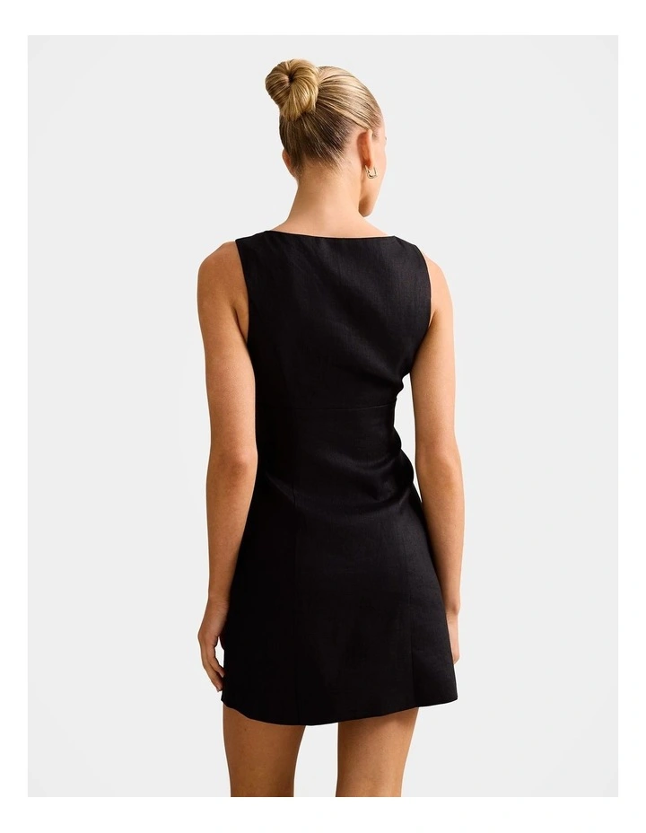 Indigo Knot Front Mini Dress in Black image 2