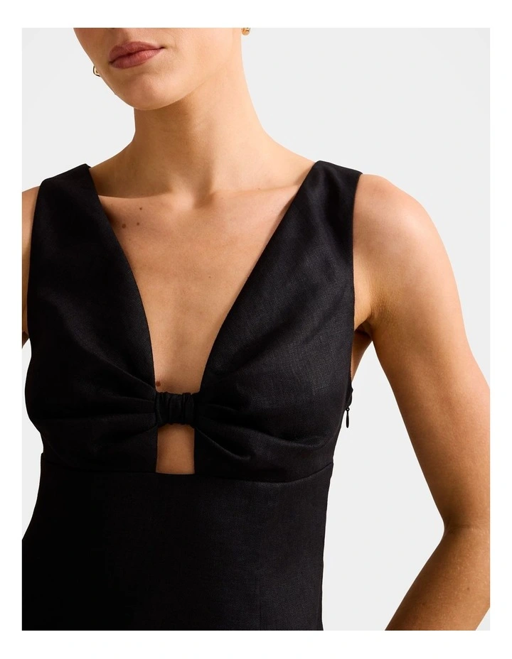 Indigo Knot Front Mini Dress in Black image 4