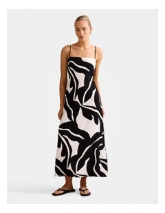 Anella Textured Tie Back Midi Dress in Multi