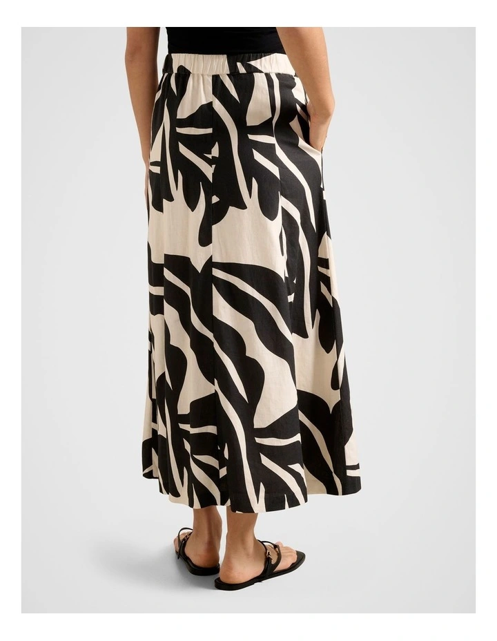 Darcy Printed Seamed Midi Skirt in Black image 2