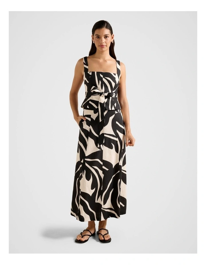 Darcy Printed Seamed Midi Skirt in Black image 5