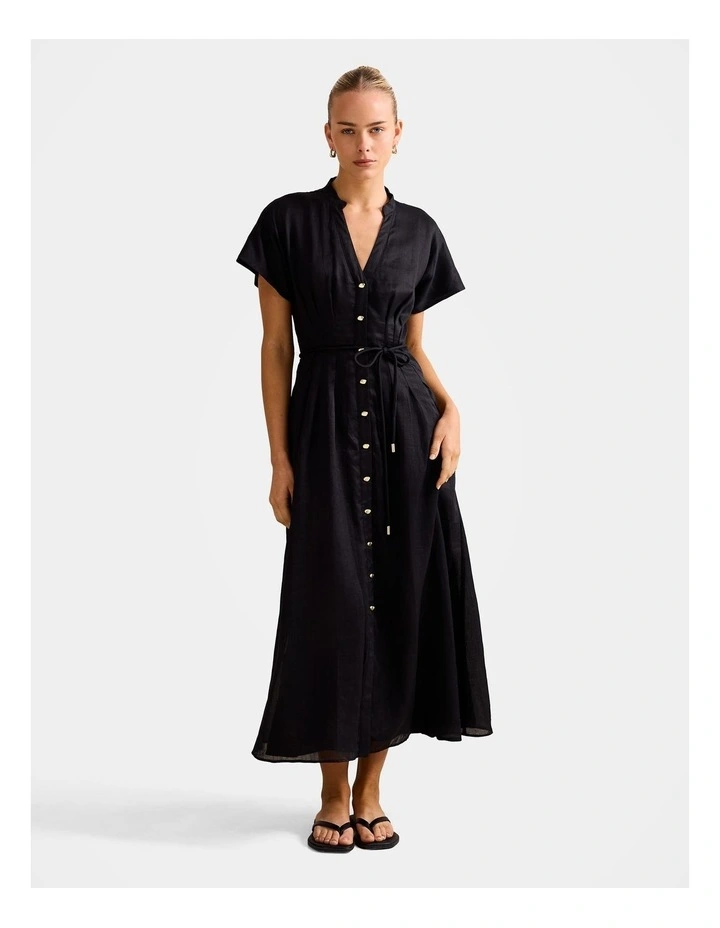 Jemma Shirt Midi Dress in Black image 1