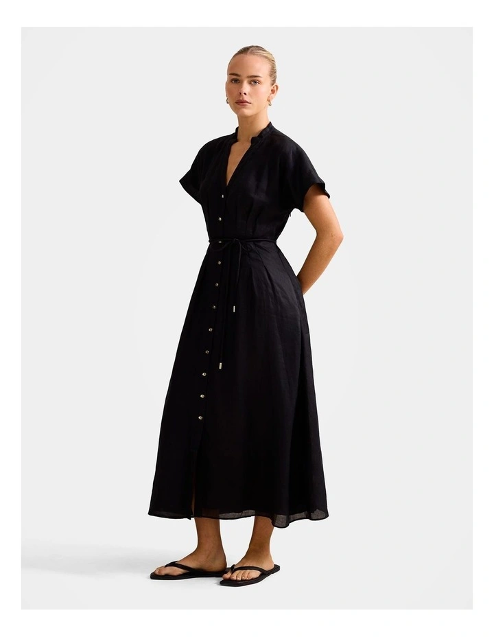 Jemma Shirt Midi Dress in Black image 3