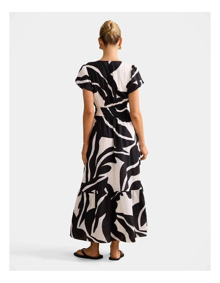 Mara Puff Sleeves Midi Dress in Black image 2