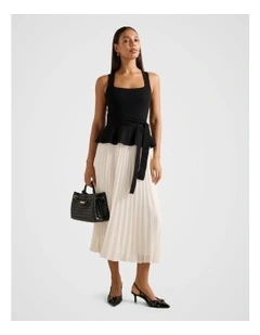 Peony Pleated Mixed Dress in Multi