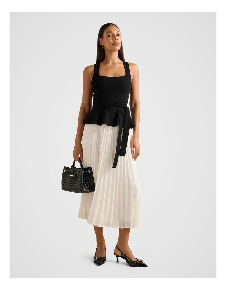 Peony Pleated Mixed Dress in Multi image 1