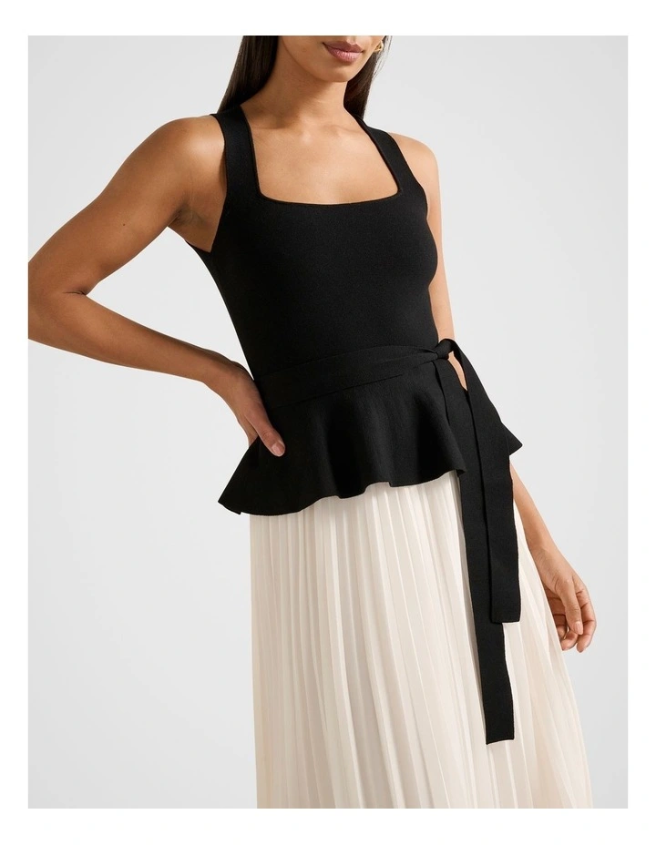 Peony Pleated Mixed Dress in Multi image 4