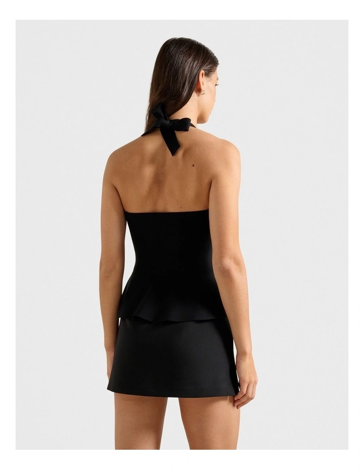 Delilah Halter Neck Peplum Top in Black image 2