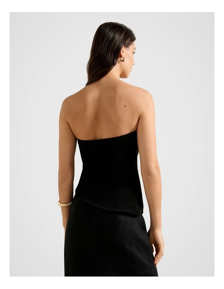 Pattie Asymmetrical Bandeau Top in Black image 2