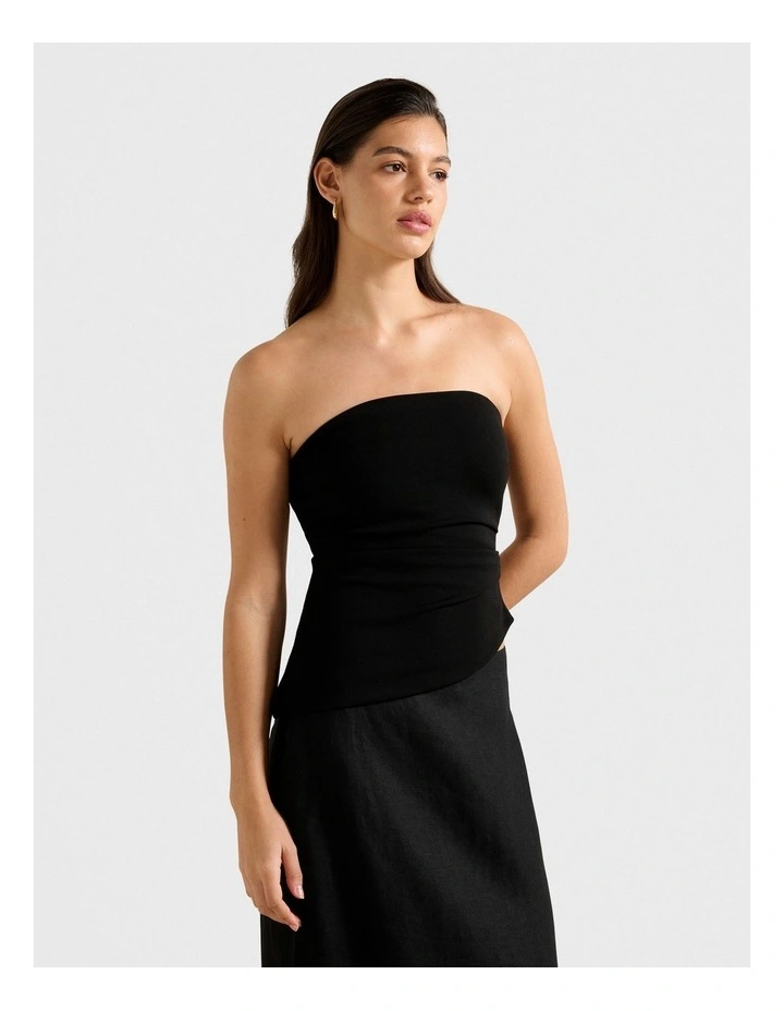 Pattie Asymmetrical Bandeau Top in Black image 3