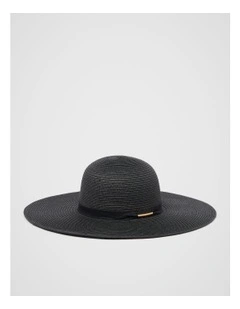 Wendy Wide Brim Gold Detail Hat in Black