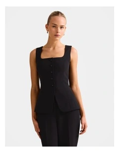 Dahlia Square Neck Waistcoat in Black