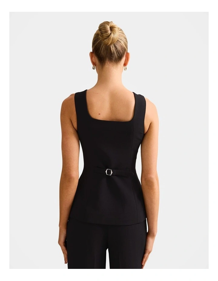 Dahlia Square Neck Waistcoat in Black image 2