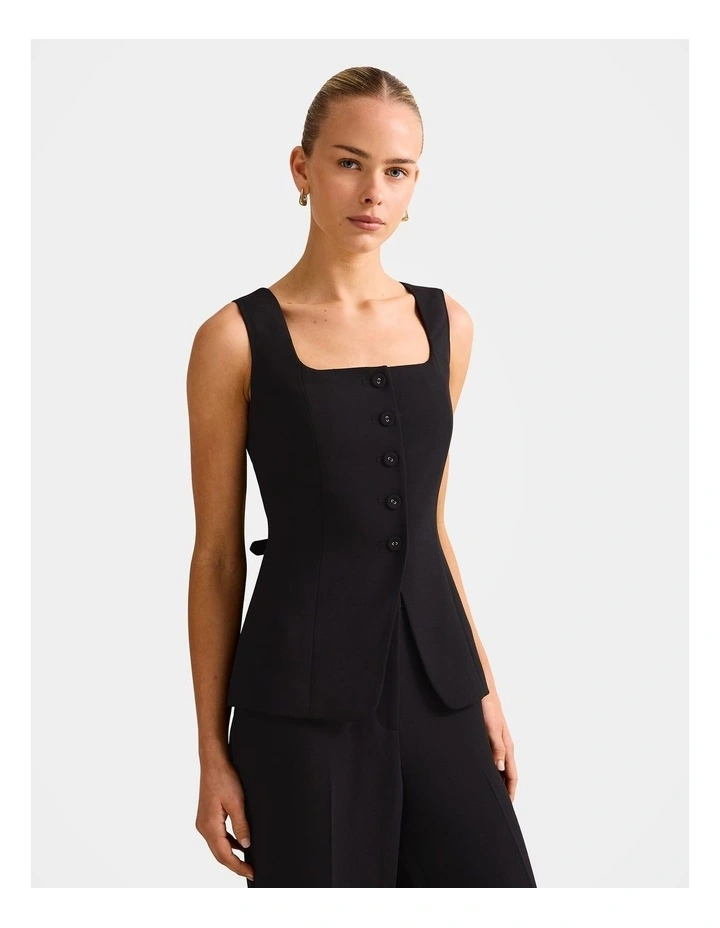 Dahlia Square Neck Waistcoat in Black image 3