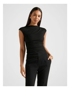 Tilda Mesh Asymmetric Top in Black