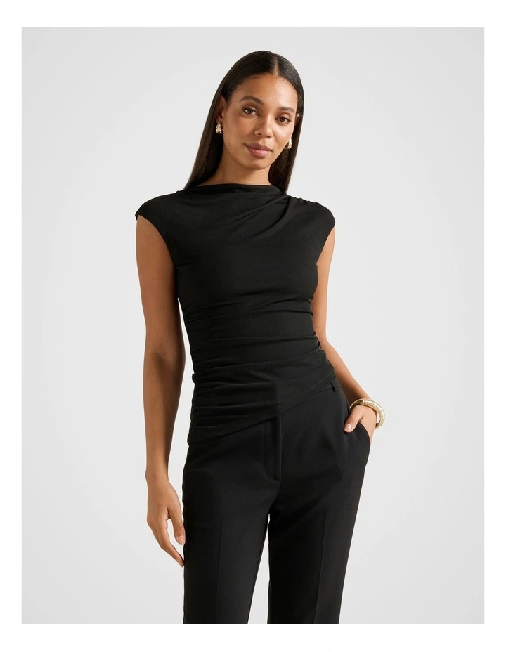Tilda Mesh Asymmetric Top in Black image 1