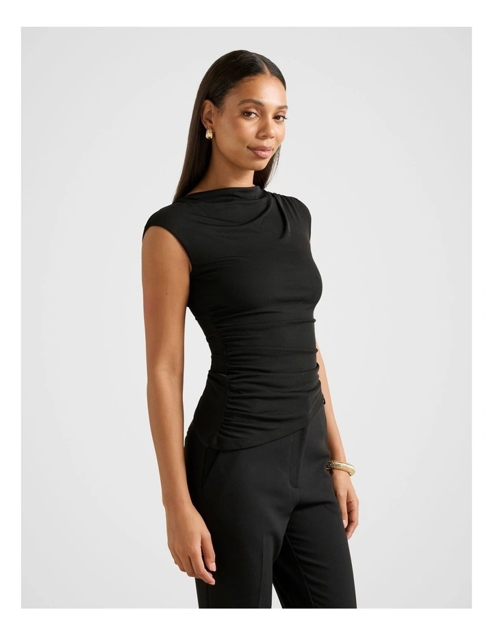 Tilda Mesh Asymmetric Top in Black image 3