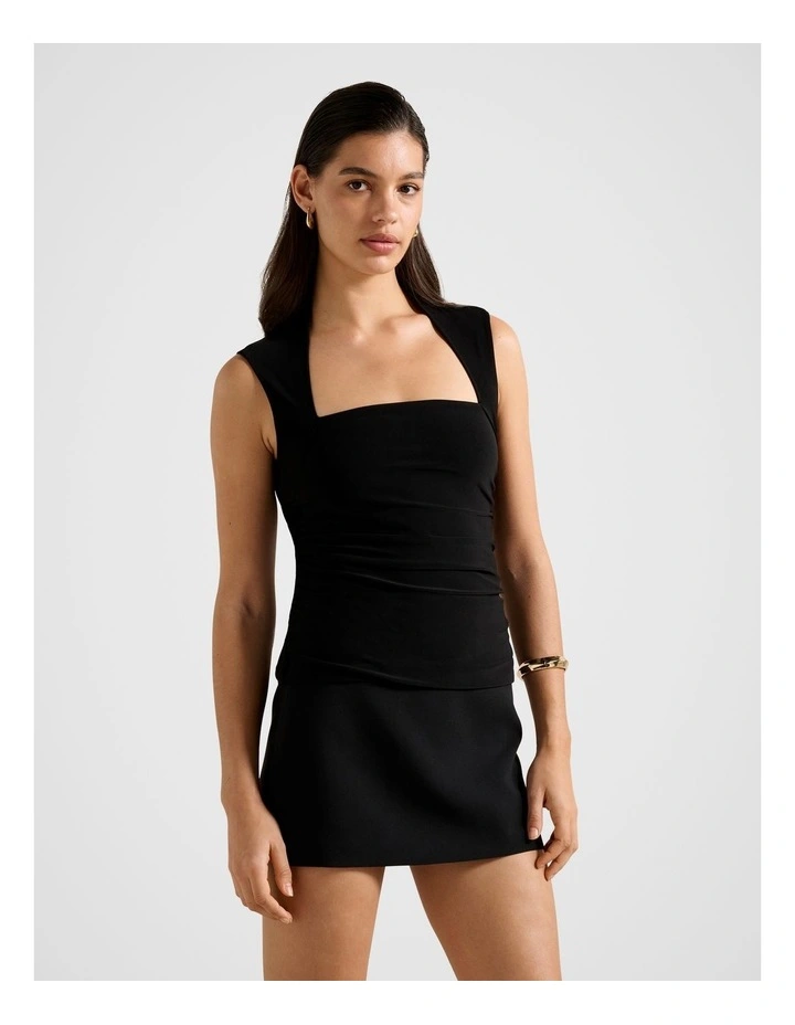 Kiki Square Neck Tank Top in Black image 3
