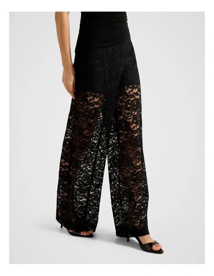 Lani Lace Wide Leg Pants in Black image 3