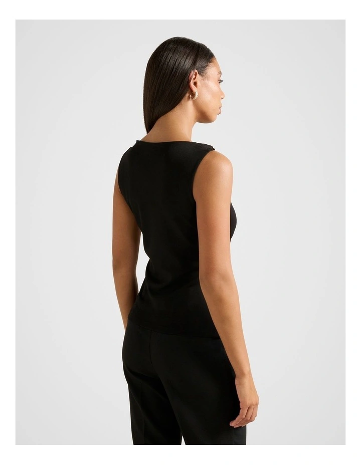 Cleo Hardware Detail Cowl Neck Top in Black image 2