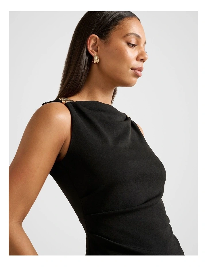 Cleo Hardware Detail Cowl Neck Top in Black image 4