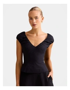 Mira V Neck Top in Black