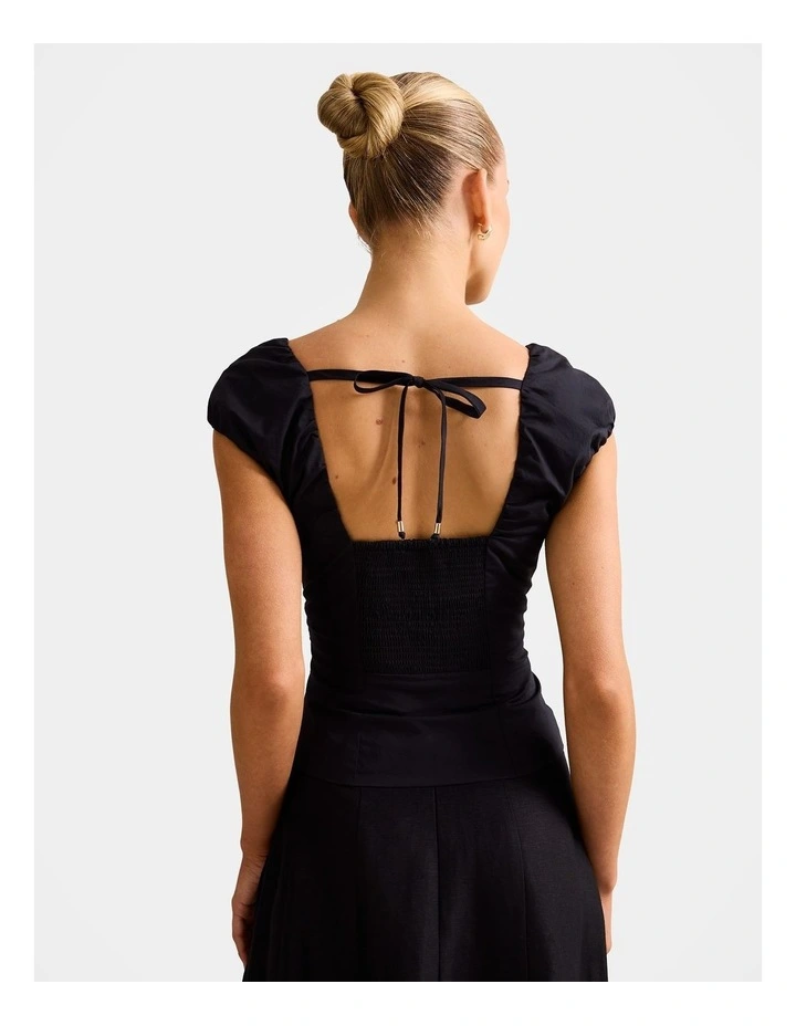 Mira V Neck Top in Black image 2