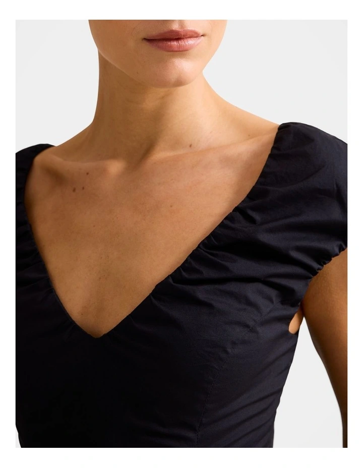 Mira V Neck Top in Black image 4